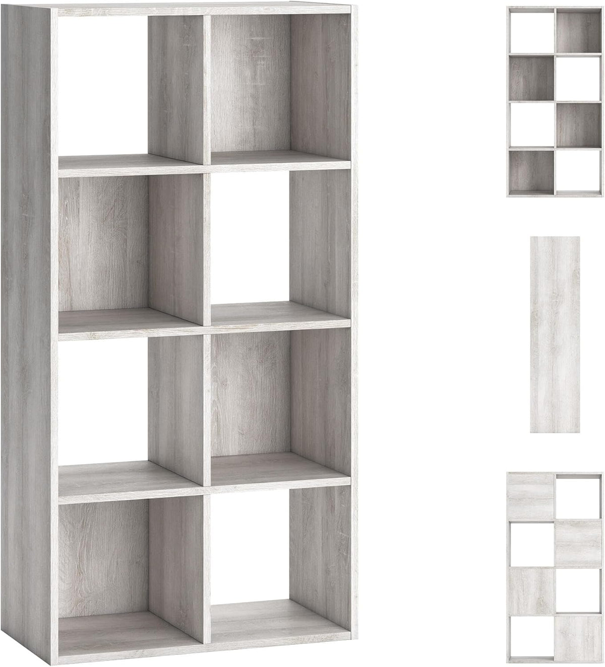Signature Design by Ashley 8 Cube Storage Organizer Bookcase, Whitewash | Vertical or horizontal setup, Sturdy engineered wood (MDF/particleboard/plywood) and decorative laminate, Paxberry Series