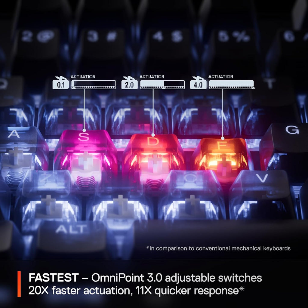 SteelSeries Apex Pro Mini Gen 3 Gaming Keyboard - 60 Percent Hall Effect Keyboard, Magnetic Keyboard with OmniPoint 3.0 Switches - Adjustable Actuation, Rapid Trigger, Rapid Tap/SOCD - English QWERTY