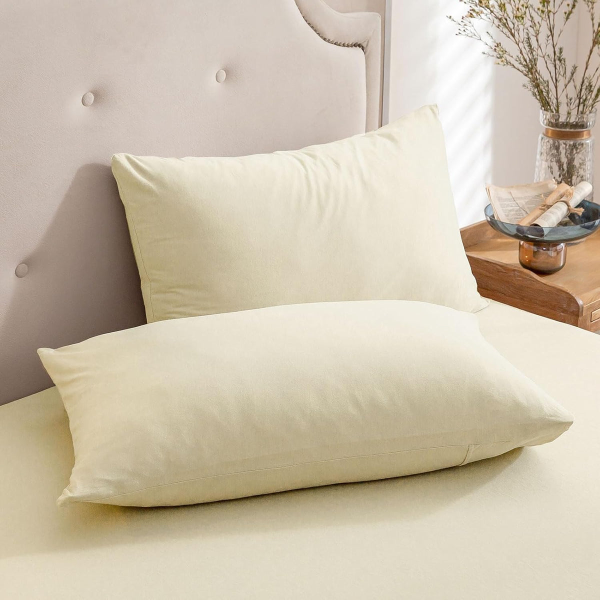 PURE ERA Jersey Knit Pillow Cases Solid Sage Green Standard