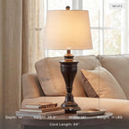 Signature Design by Ashley Table Lamp Set of 2, Dark Bronze | Fabric hardback shade, 28.5 inches tall, Traditional double pillar base, 3-way switch, Living room use, Darlita Series