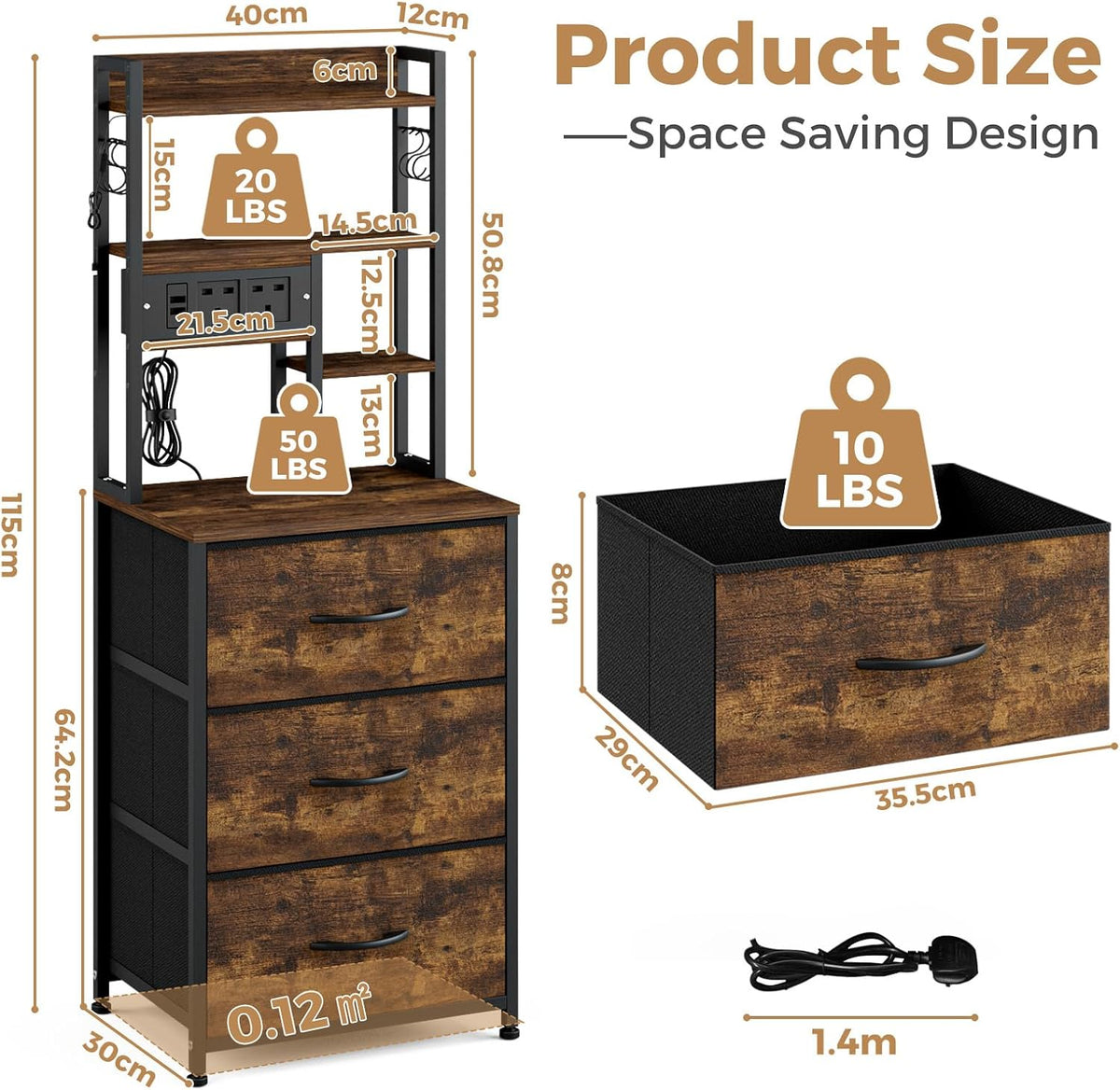 Bedside Table,Nightstand with Charging Station&App Control LED Lights