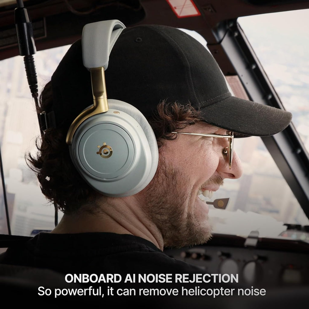 SteelSeries Arctis Nova Elite - Hi-Res Wireless Gaming Headset - 96kHz/24bit - Carbon Fiber Speakers - ANC - AI Noise Rejection - App - 2.4GHz + BT - Multi-Source Mix; OmniPlay PC+PS+Xbox - Sage&Gold