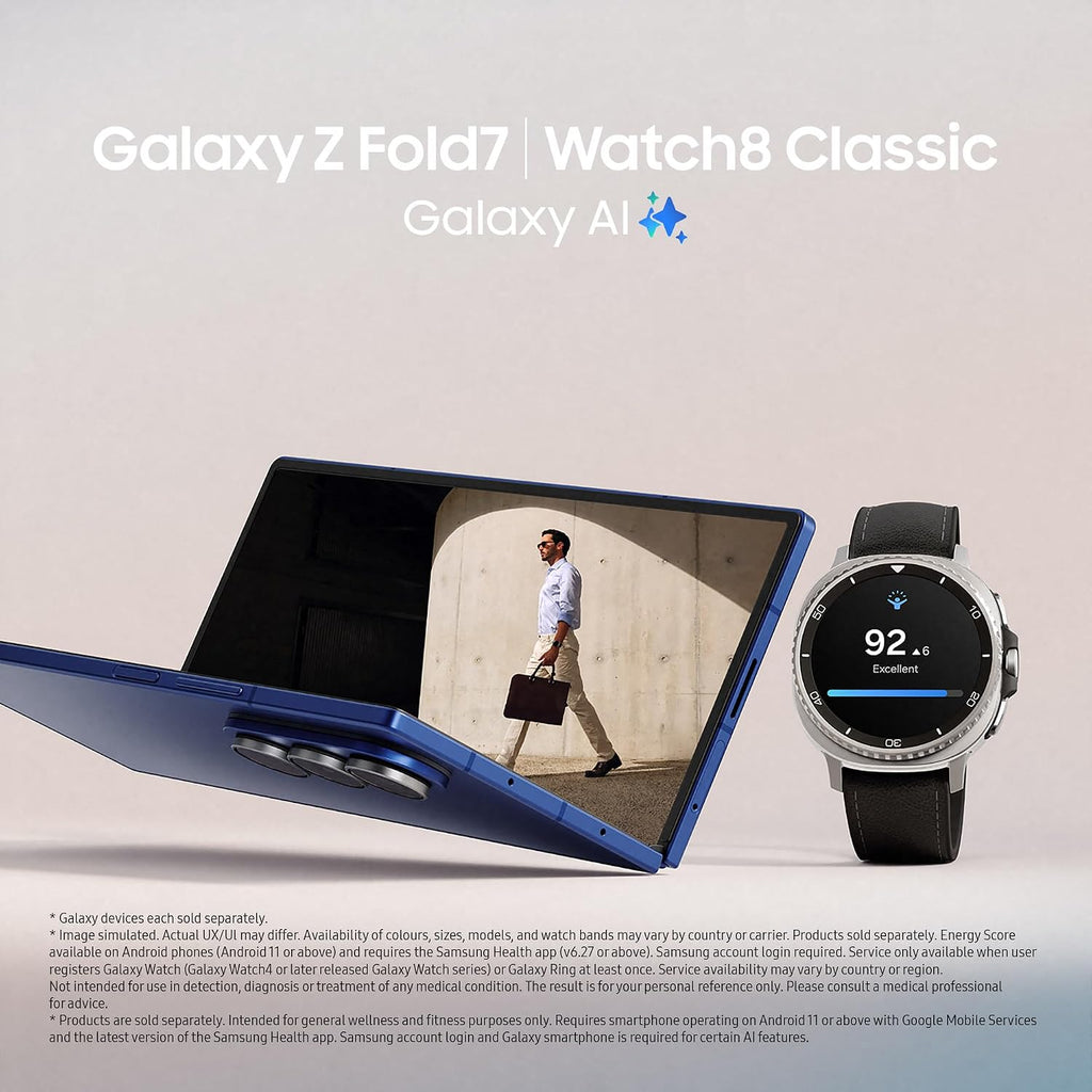 Samsung Galaxy Z Fold7 AI Phone, Thin and Light Foldable Design, Large Screen, 200MP Camera, 256GB Storage, 12GB Memory, 4400 mAh Battery, Blue Shadow, 3 Year Extended Warranty (UK Version)