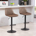 HOMCOM Bar Stools Set of 2 Retro Adjustable Kitchen Stool Swivel Brown