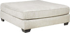 Signature Design by Ashley Oversized Square Ottoman Coffee Table, Beige | Beige chenille ottoman, 100% polyester upholstery, 51-inch dual-purpose footrest, Arrives fully assembled, Rawcliffe Series