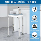 HOMCOM 360° Swivel Seat Bath Shower Stool Adjustable Height Light Blue