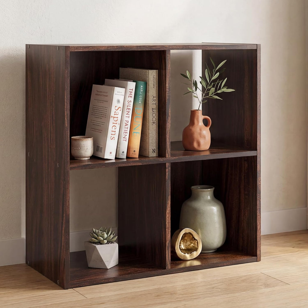 Signature Design by Ashley Glosmount 4 Cube Storage Organizer, Compact Freestanding, Cherry/Light Brown, 24''W x 12''D x 24''H, Engineered Wood (MDF/particleboard/plywood) and Decorative Laminate