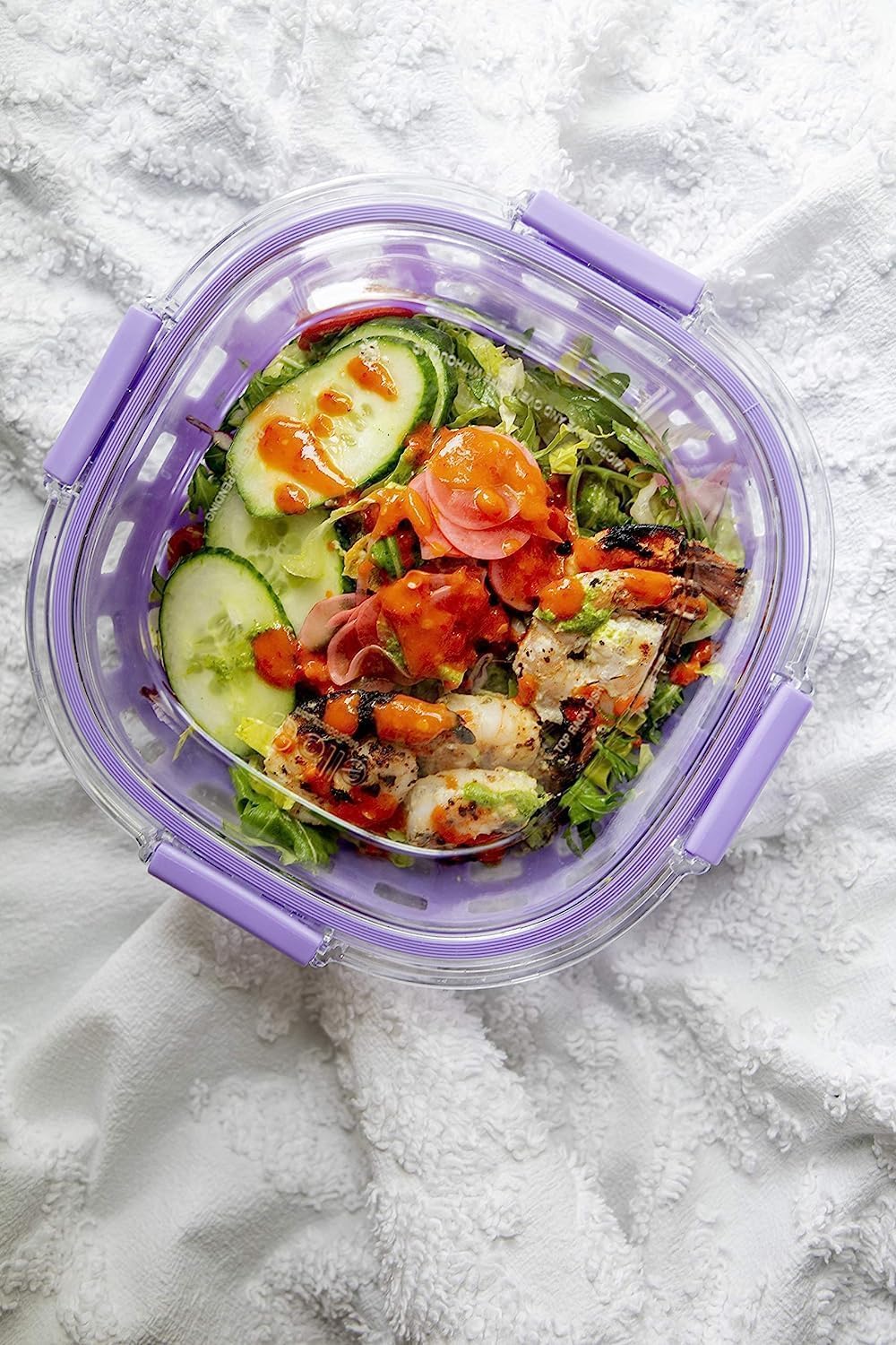 Ello DuraGlass Food Storage Glass Lunch Bowl Container - Meal Prep Container with Silicone Sleeve and Airtight Lid, 5 Cup, Lilac