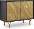 Signature Design by Ashley Tayner Contemporary Accent Cabinet with 2 Doors and 1 Shelf, Black & Metallic