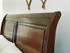 Signature Design by Ashley King Sleigh Storage Bed Frame, Brown | Hardwood solids, Select hardwood veneer and MDF substrate, King sleigh bed, Dark bronze-tone knobs, Trellington Series