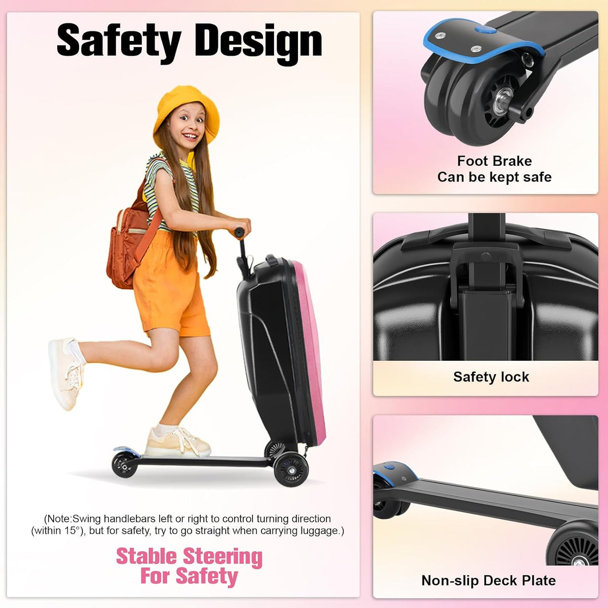 Suitcase Scooter,Ride on Suitcase for Kids,2in1 Hardside Scooter Luggage