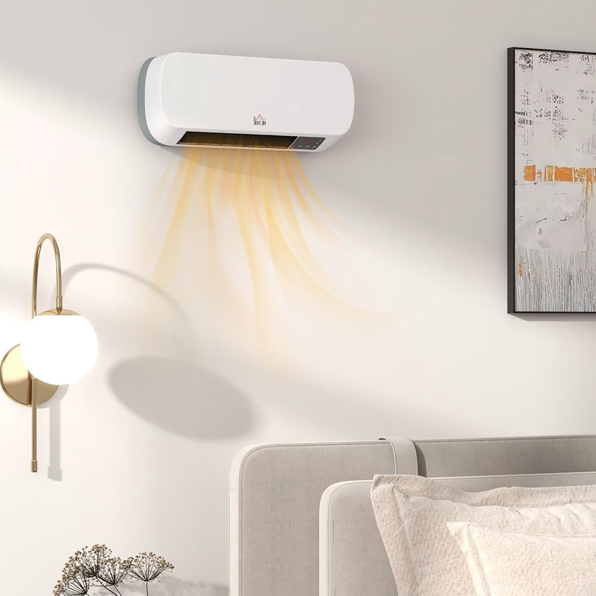 HOMCOM Wall Mounted Space Heater, 2000W Ceramic Heater, White
