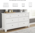 Signature Design by Ashley Fortman White 7-Drawer Wide Dresser for Bedroom | Painted wood chest, Tapered feet, Smooth ball-bearing glides, Durable hardwood solids and MDF substrate construction