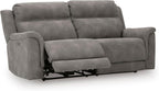 Signature Design by Ashley Power Recliner Sofa, Faux Leather Couch, Slate | Zero-draw USB charging, 6.5-in wall gap, Microfiber, Next-Gen easy to clean water resistant performance fabric