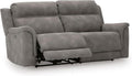 Signature Design by Ashley Power Recliner Sofa, Faux Leather Couch, Slate | Zero-draw USB charging, 6.5-in wall gap, Microfiber, Next-Gen easy to clean water resistant performance fabric