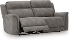 Signature Design by Ashley Power Recliner Sofa, Faux Leather Couch, Slate | Zero-draw USB charging, 6.5-in wall gap, Microfiber, Next-Gen easy to clean water resistant performance fabric