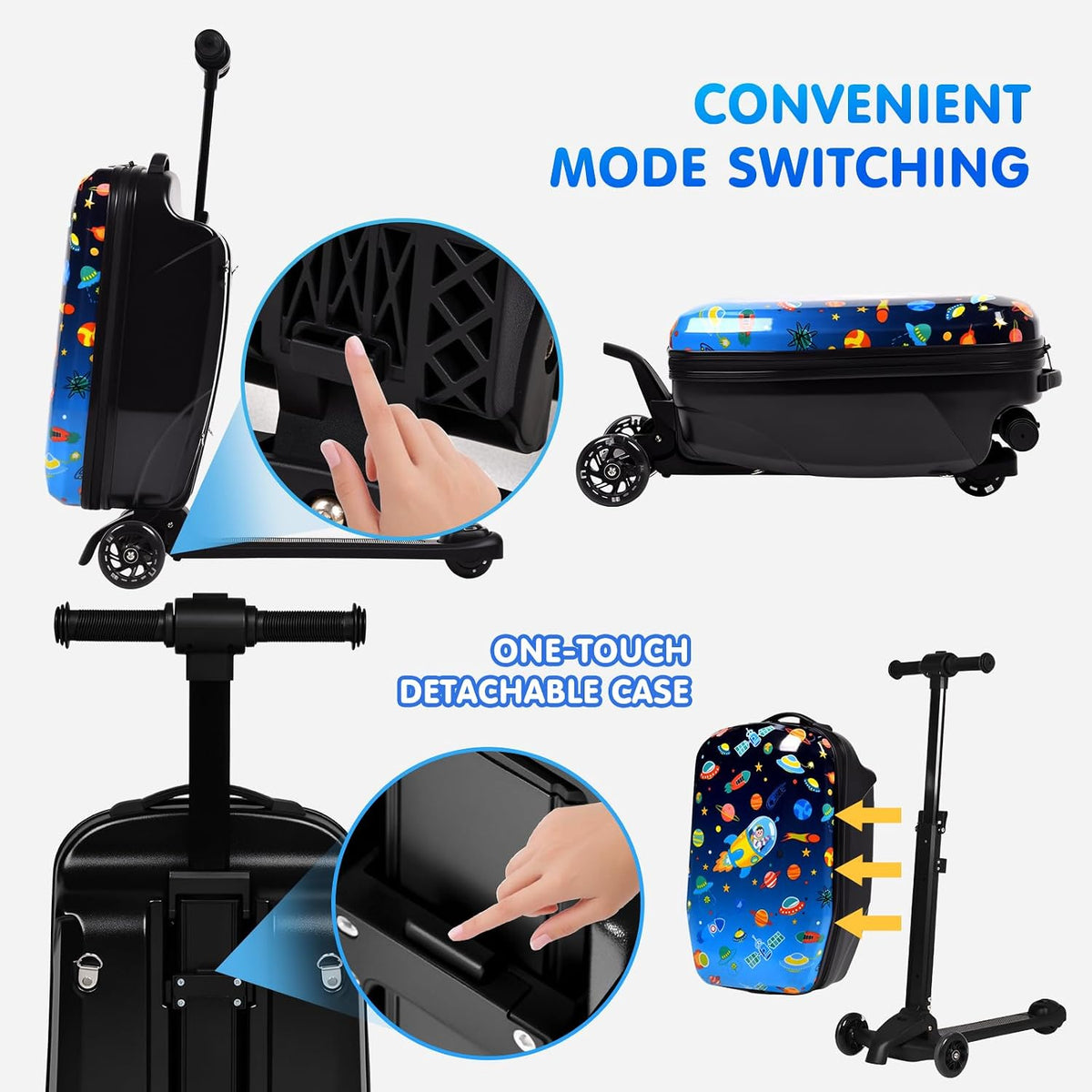4in1 Suitcase Scooter,Ride on Suitcase for Kids,Toddler Flight Essential