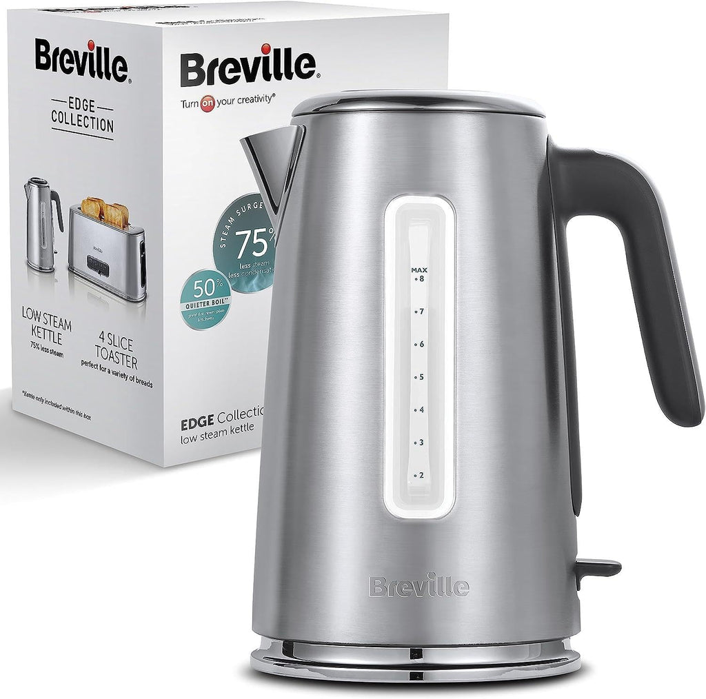 Breville Edge Low Steam Kettle | 1.7L | 3kW Fast & Quiet Boil Kettle | Energy Efficient | Brushed Stainless Steel [VKT236]