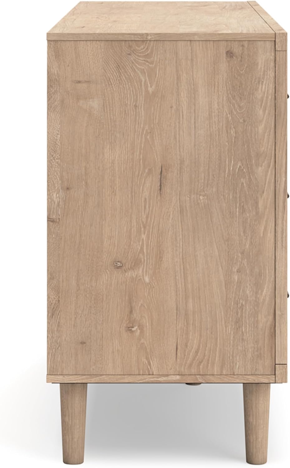 Signature Design by Ashley 6 Drawer Bedroom Dresser, Light Oak, Cielden | Textured beige faux cane fronts, Bronze knobs, Quick assembly, Contemporary coastal bedroom decor