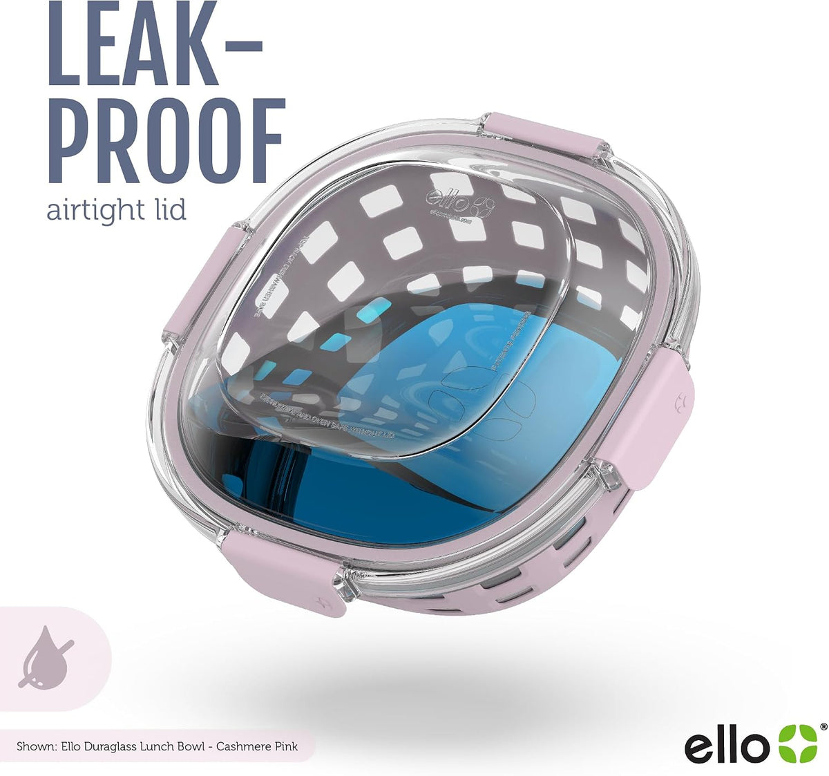 Ello DuraGlass Food Storage Glass Lunch Bowl Container - Meal Prep Container with Silicone Sleeve and Airtight Lid, 5 Cup, Cashmere Pink