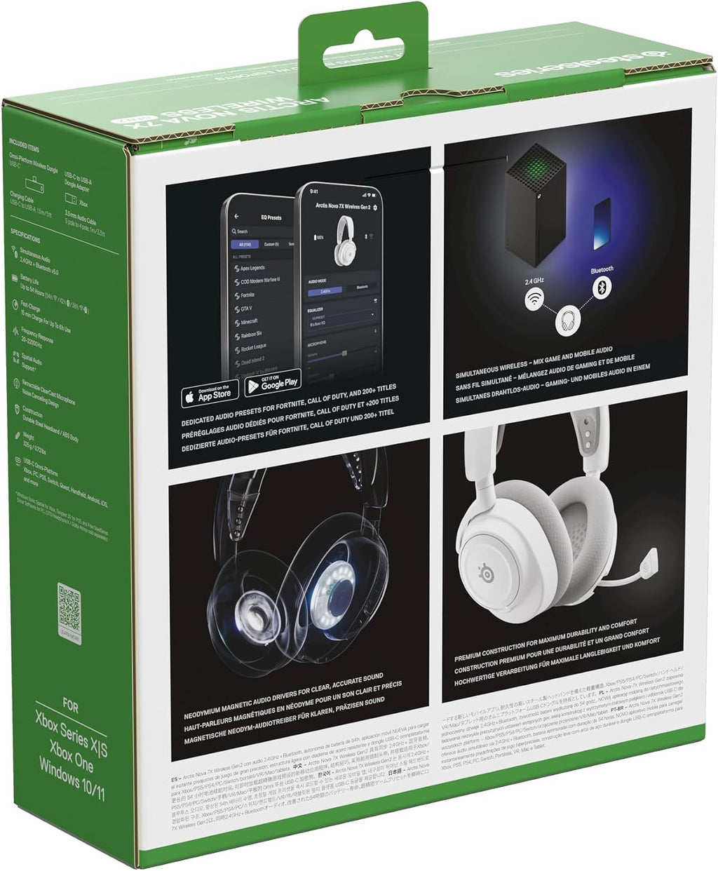 SteelSeries Arctis Nova 7X Wireless Gen 2 - Xbox Headset - Gaming Headset - Mobile App Control - 50+ HR with Fast Charge - Compatible with Xbox PC, Switch & More - Mixable 2.4GHz/Bluetooth - White
