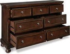 Signature Design by Ashley Porter 7-Drawer Wood Bedroom Dresser, Brown | Traditional chest of drawers, Hidden jewelry tray, Cedar-lined bottoms, Organized bedroom storage