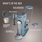 Ninja Pod & Grounds XL Coffee Maker, K-Cup Compatible, Denim Blue, PB055ABL | Brews Grounds, Compact Design, Built-In Milk Frother, 68-oz. Reservoir, 6oz. Cup-24oz. Mug Sizes