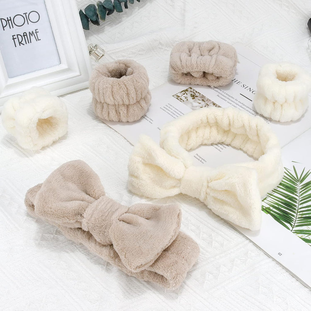 WHAVEL 6PCS Spa Headband and Wristbands Set for Washing Face Makeup