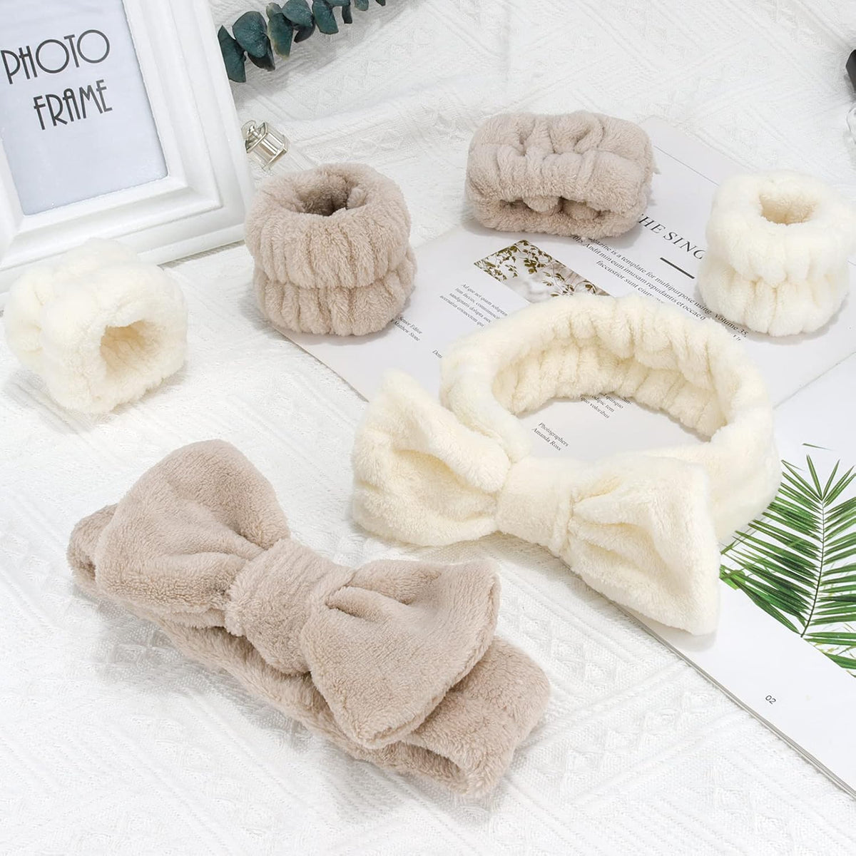WHAVEL 6PCS Spa Headband and Wristbands Set for Washing Face Makeup