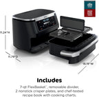 Ninja Foodi Air Fryer, 7 Qt MegaZone, 6-in-1, Black, DZ071 | Air fry, roast, broil, bake, reheat, dehydrate, 450F max, 2x3.5 Qt baskets, Smart Finish
