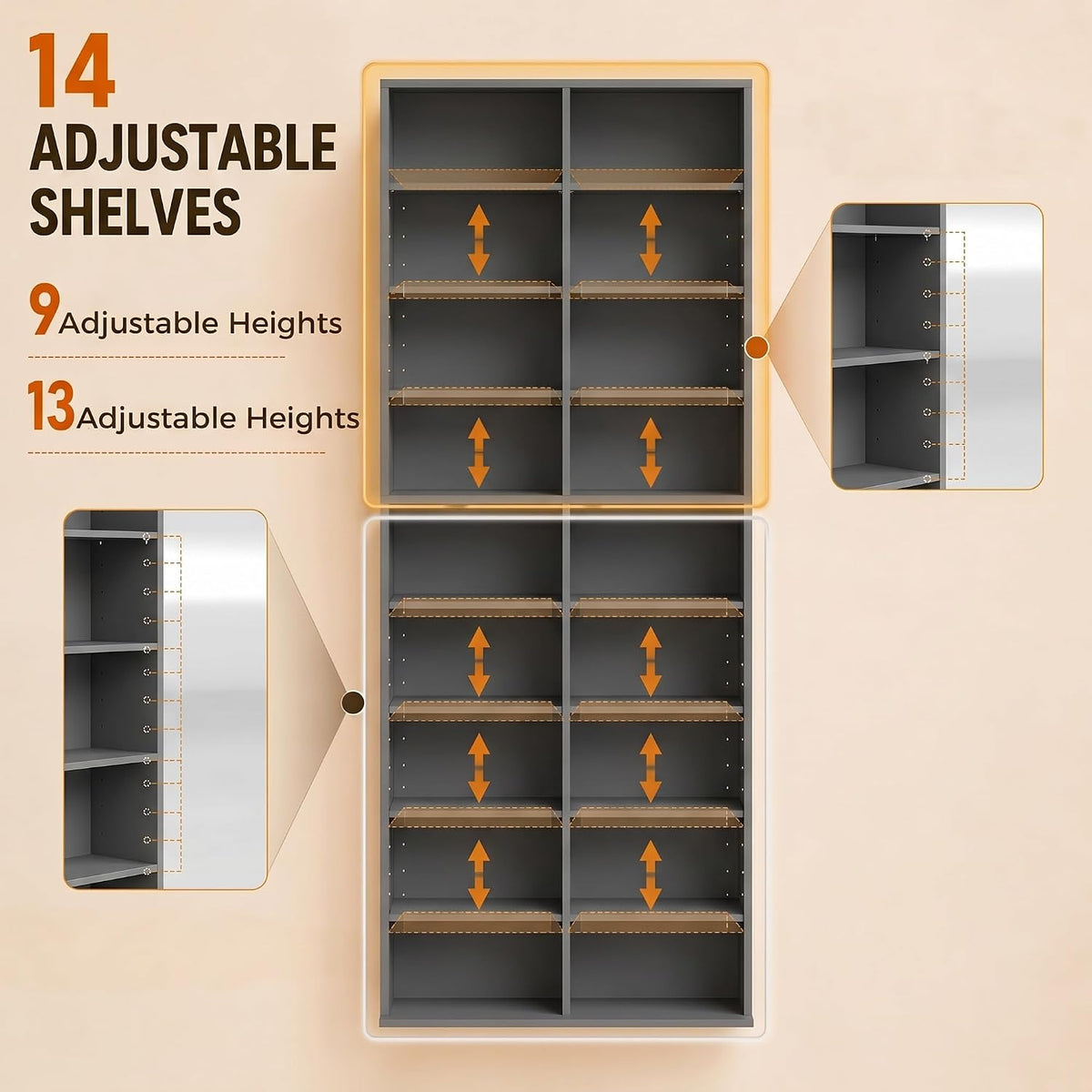 HOMCOM 640 CD/360 DVD Storage Unit, Blu-ray Media Storage Shelf, Grey