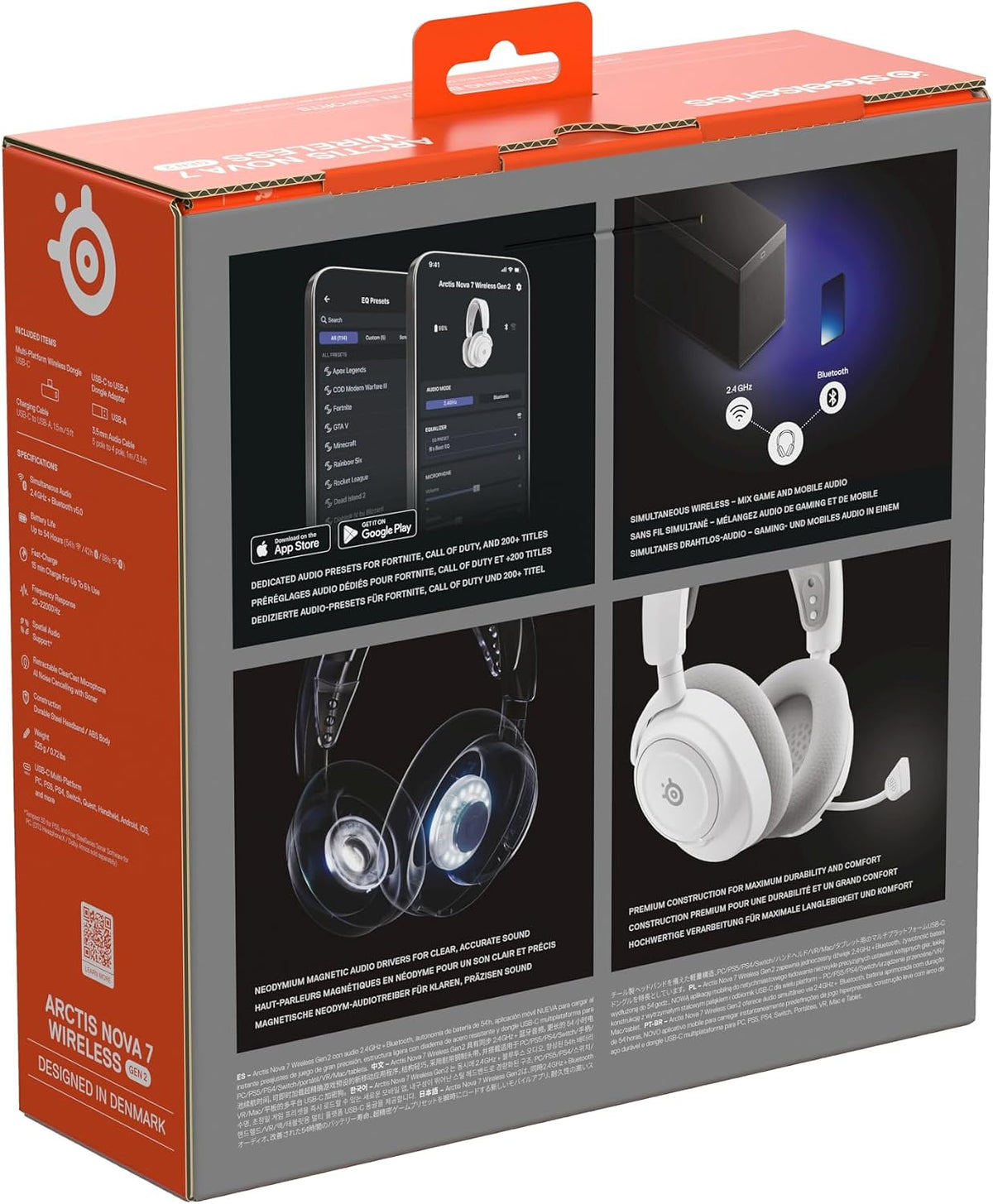 SteelSeries Arctis Nova 7 Wireless Gen 2 - Wireless Gaming Headset for PC - Compatible with PC, PS5, Switch & more - Mobile App Control - 50+ HR with Fast Charge - Mixable 2.4GHz/Bluetooth - White