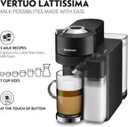 De'Longhi Nespresso Vertuo Lattissima ENV300.B, Automatic Coffee Machine with Automatic Milk Frother, Single-Serve Capsule Coffee Machine, 5 Cup Sizes, 1500W, Matt Black & Glossy
