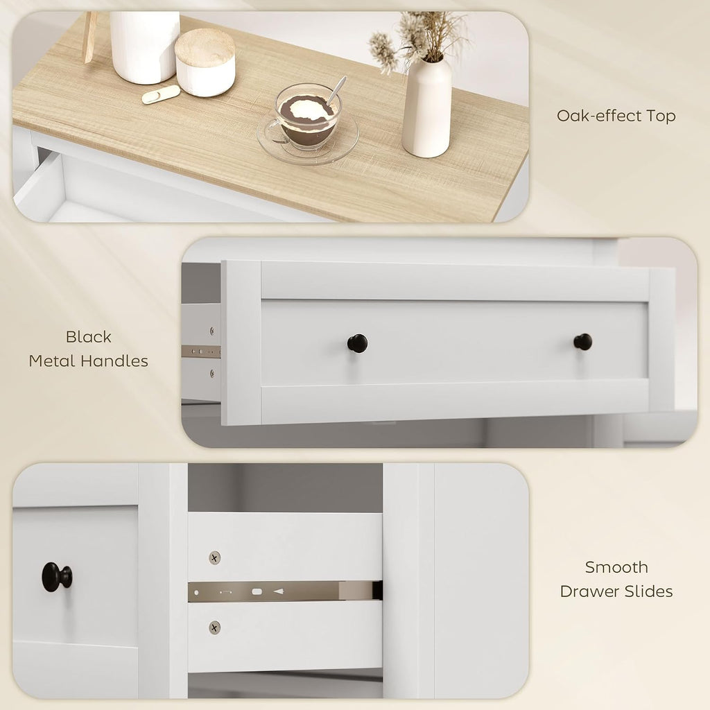 HOMCOM Sideboard Storage Cabinet with Drawer and Double Doors White