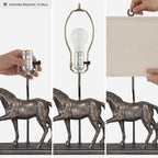 Signature Design by Ashley Sandorman Horse Table Lamp, Bronze | Stately equine polyresin sculpture base, 3-way rotary switch with dark fabric shade, Ideal for living rooms and bedrooms