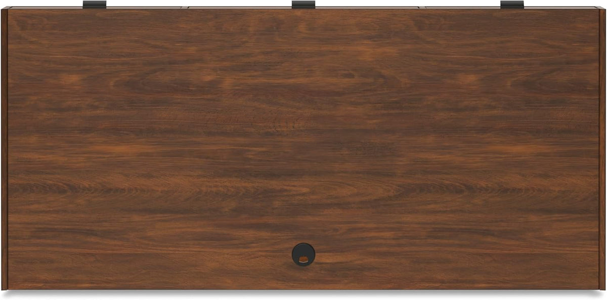 Signature Design by Ashley Lyncott Home Office Desk 60" Midcentury Modern | Mid-century modern office desk, Mango wood veneer, Solid rubberwood legs, 3 dovetail drawers, Integrated cord management