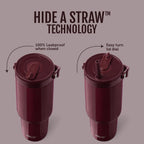 Ello Oasis Go+ 32oz Tumbler with Top Handle and Retracting Straw | Reusable Insulated Stainless Steel Cup, 100% Leakproof Water Bottle, 24 Hours Cold, Cup Holder Friendly For Travel | Red Velvet