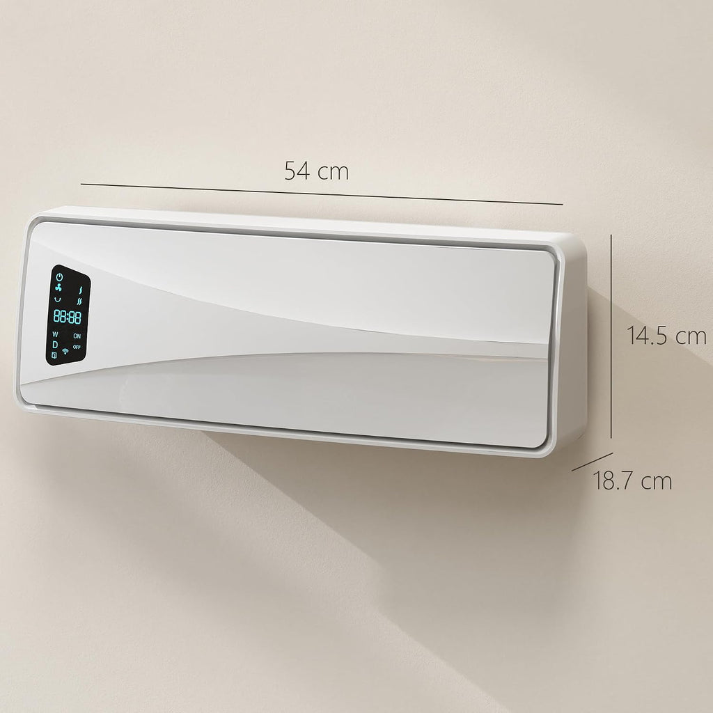 HOMCOM Electric Heater 2000W Ceramic Wall Mounted Space Heater Fan White
