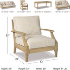 Signature Design by Ashley Clare View 1-Piece Outdoor Lounge Chair, Beige | Eucalyptus wood frame, 5-step protective coating, Nuvella performance fabric, Zippered foam core, 30x35x32 inches