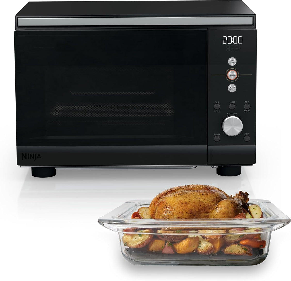 Ninja® Crispi™ Microwave & Air Fryer with FusionCrisp, Black, MW101BK1 | Replaces a countertop microwave and air fryer with 14 functions; Fast 1000W microwave and powerful 1700W Ninja® air fryer.
