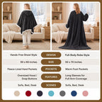 Westinghouse Wearable Heated Throw Blanket Flannel Sherpa 50x60 Inch Grey