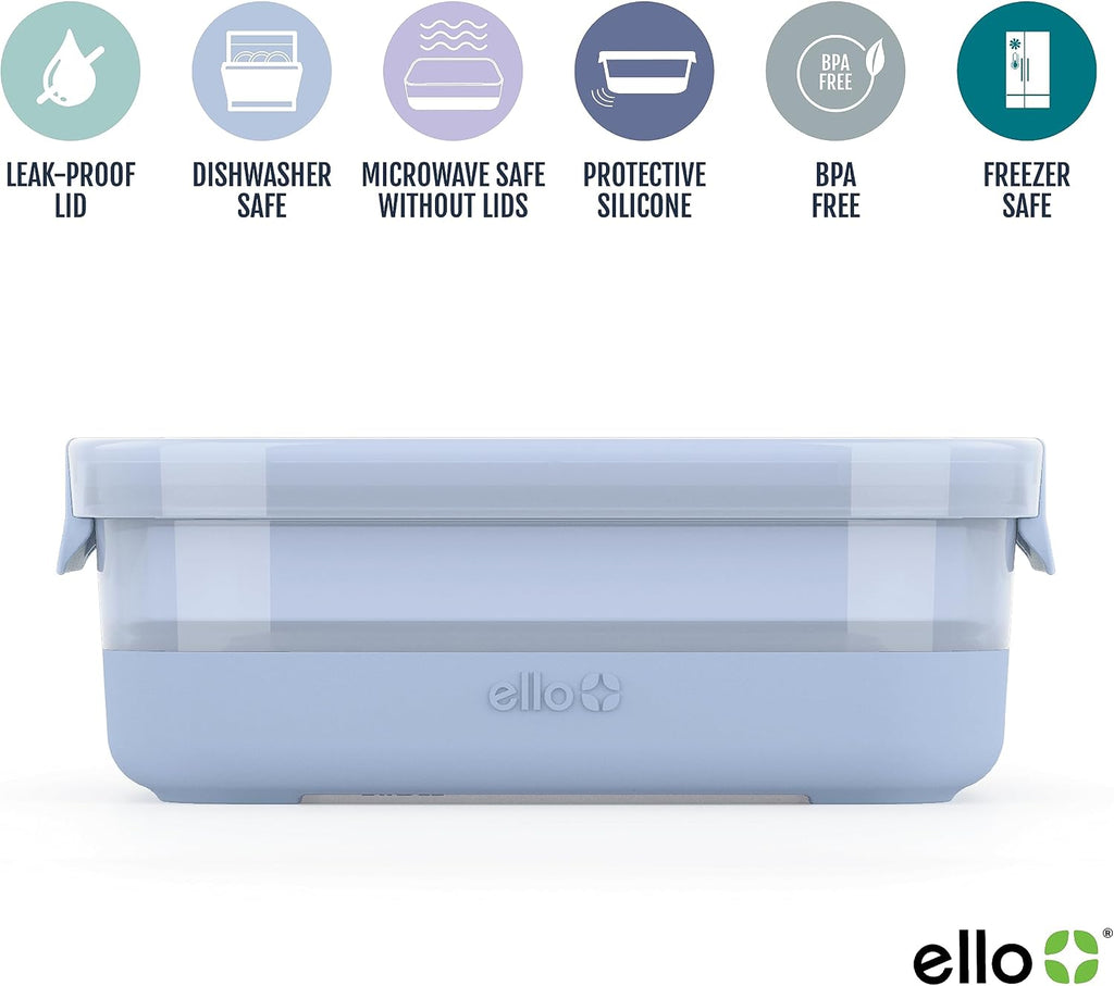Ello 3.7 Cup Plastic Meal Prep Containers, 10 Pc, 5 Pack, Elderberry