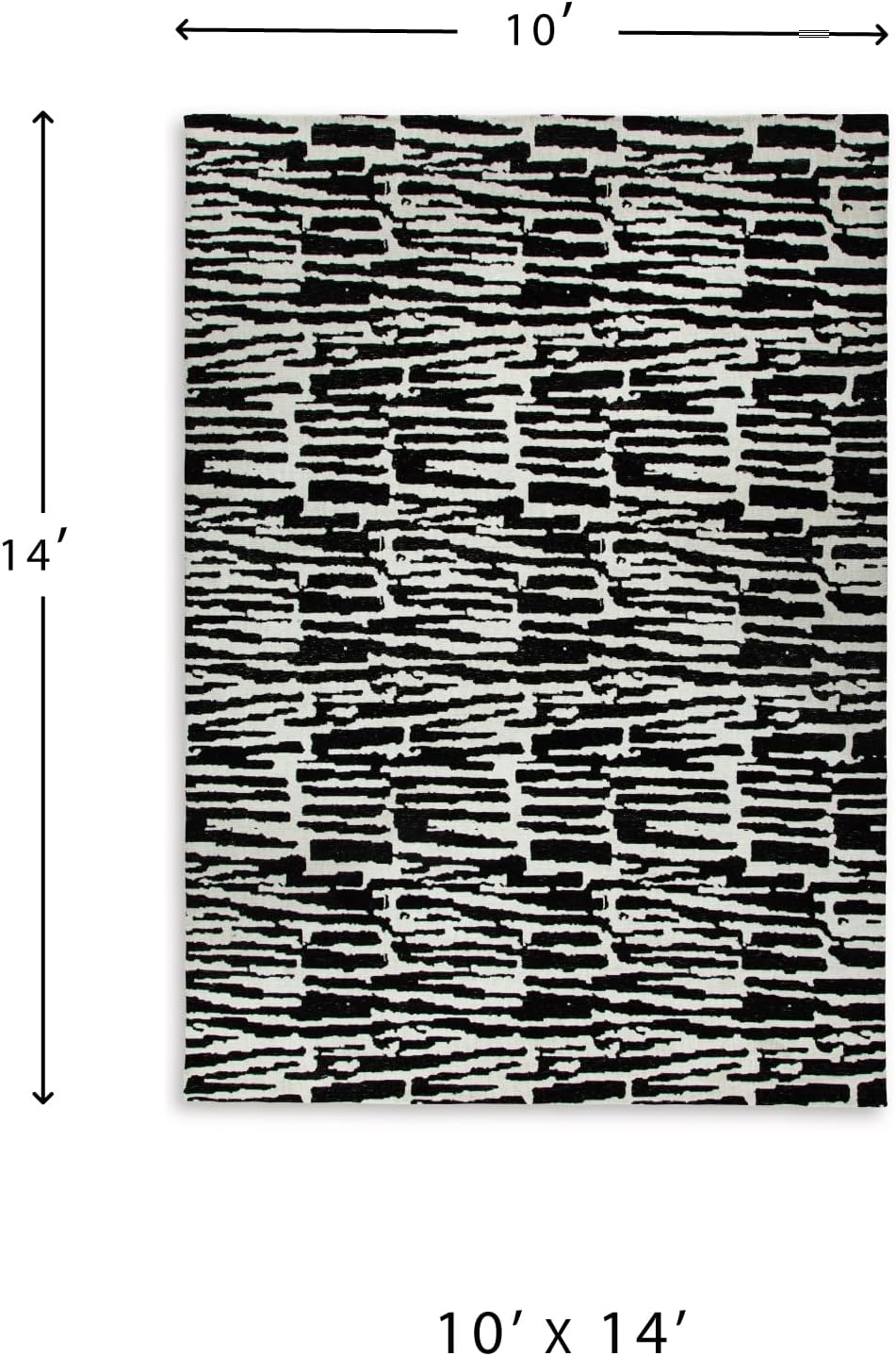 Signature Design by Ashley Area Rug, Abstract 10x14, Black/Ivory | Extra large modern abstract rug with medium 9 mm pile, 100% polyester for spacious living rooms, Bramshaw Series