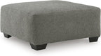 Signature Design by Ashley Oversized Accent Ottoman, Square Gray, Revenna | Greystone 100% polyester chenille, Faux wood finish legs, Firmly cushioned, No internal storage, Engineered wood frame