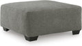 Signature Design by Ashley Oversized Accent Ottoman, Square Gray, Revenna | Greystone 100% polyester chenille, Faux wood finish legs, Firmly cushioned, No internal storage, Engineered wood frame