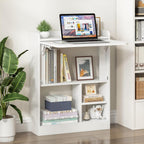 Wall Mounted Table Folding Desk,Drop Leaf Floating Table w/4 Storage Shelve