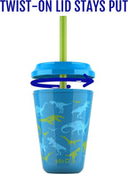 Ello 12oz Kids Plastic Reusable Color Changing Cups with Twist on Splash-Proof Lids and Straw, BPA Free, Dishwasher Safe