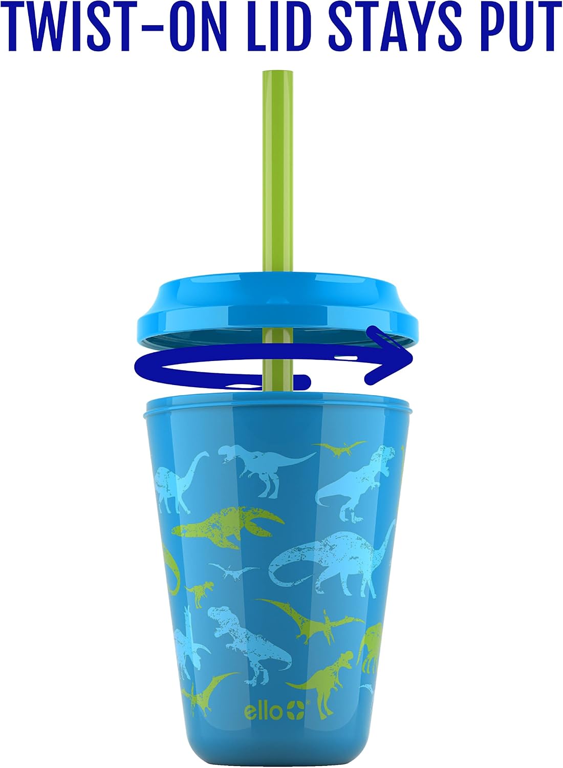 Ello 12oz Kids Plastic Reusable Color Changing Cups with Twist on Splash-Proof Lids and Straw, BPA Free, Dishwasher Safe