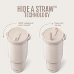 Ello Oasis Go+ 32oz Tumbler with Top Handle and Retracting Straw | Reusable Insulated Stainless Steel Cup, 100% Leakproof Water Bottle, 24 Hours Cold, Cup Holder Friendly For Travel | Python