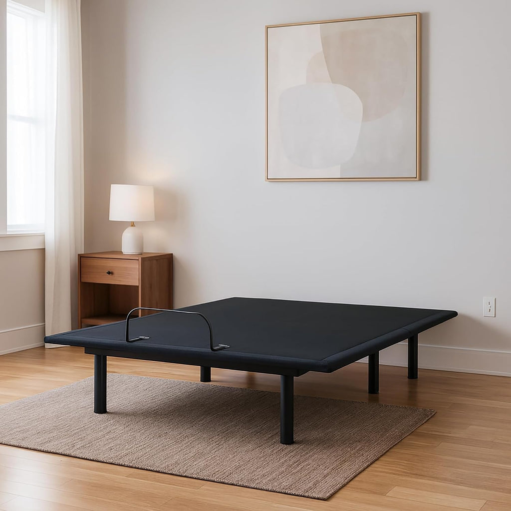 Signature Design by Ashley Adjustable Base Queen Bed Frame, Head Up Only | 100% polyester upholstery, Sturdy metal frame, Memory foam and hybrid compatible, Wired remote, No box spring needed